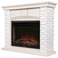 Портал Firelight Porto 30 камень белый, шпон беленый дуб